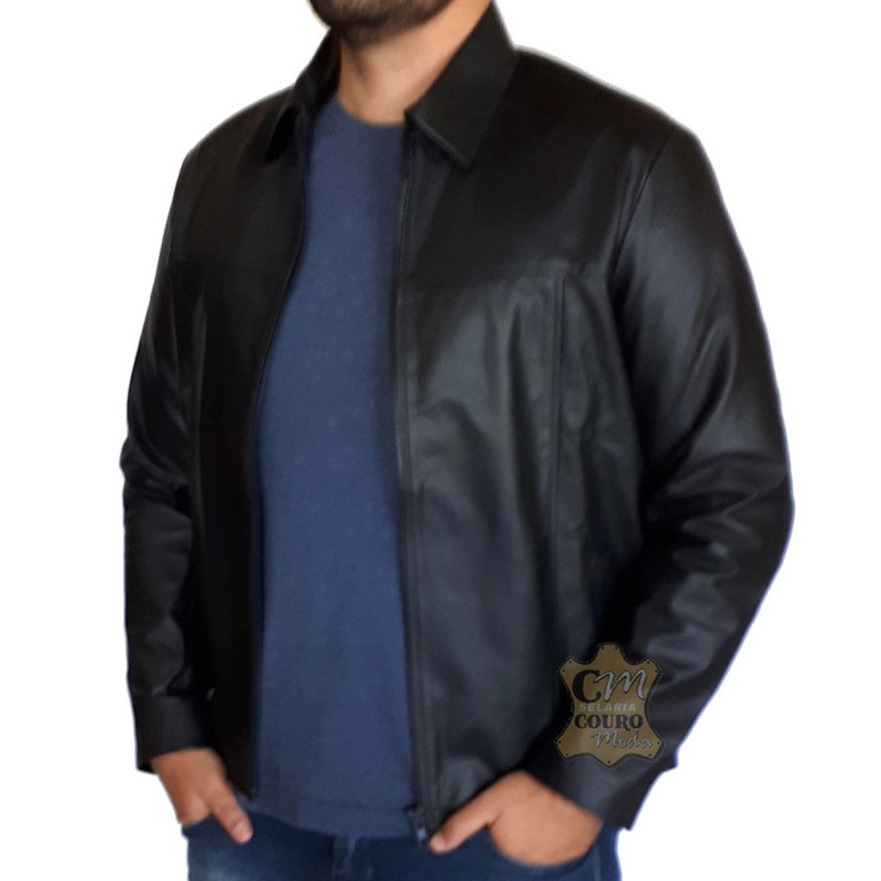 jaqueta de couro social masculina